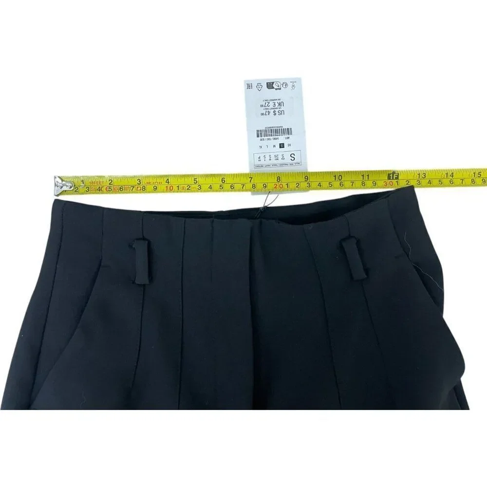 Zara Womens High Waisted Pants Trousers Ankle S Black 9490/590 NWT no belt - Picture 12 of 15